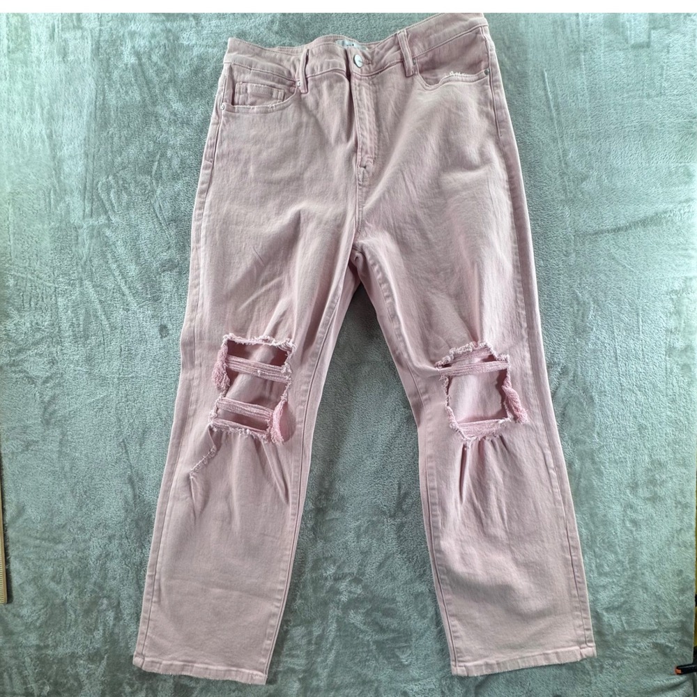 Mica Pink Distressed‎ Jeans Womens 31 Straight Leg Grunge Y2K Streetwear Denim